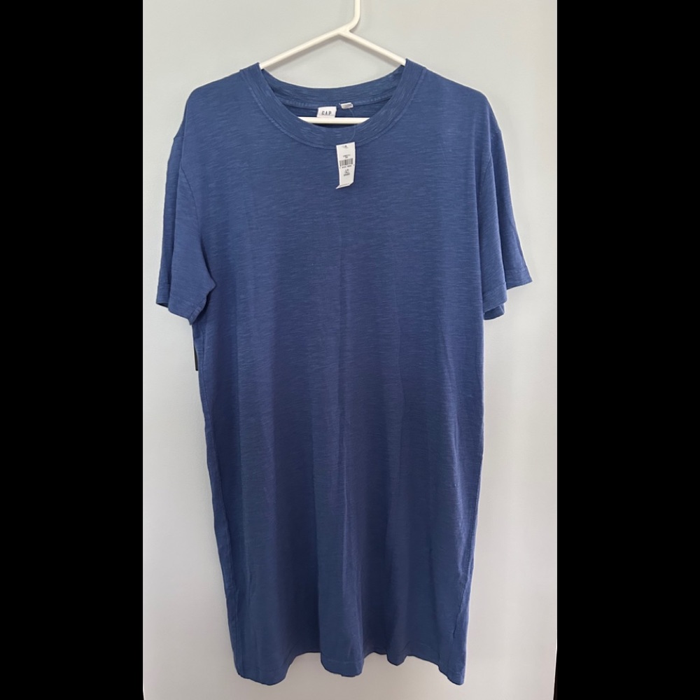 NWT GAP T-Shirt Dress, Heathered/Vintage Blue, Size Large Tall.